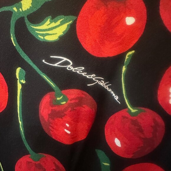 Dolce & Gabbana Cherry-print charmeuse calf-length dress NWT - Picture 11 of 11